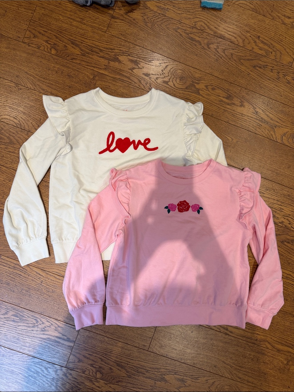 Girls' Ruffle Shoulder Sweatshirts - 2 sweaters **note cream NWT small hole